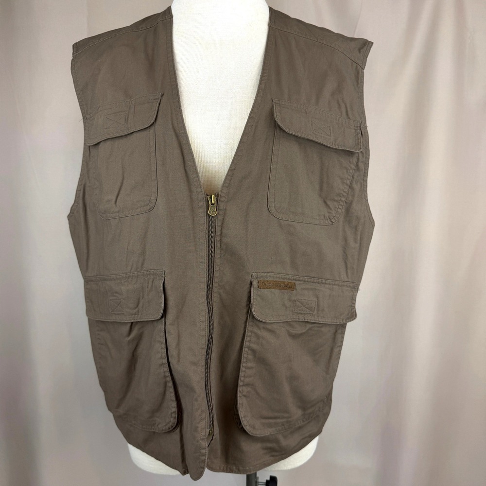 NWOT DUCKS UNLIMITED Mens (L) Brown Cotton Fishing Vest Utility Outdoors Hunting